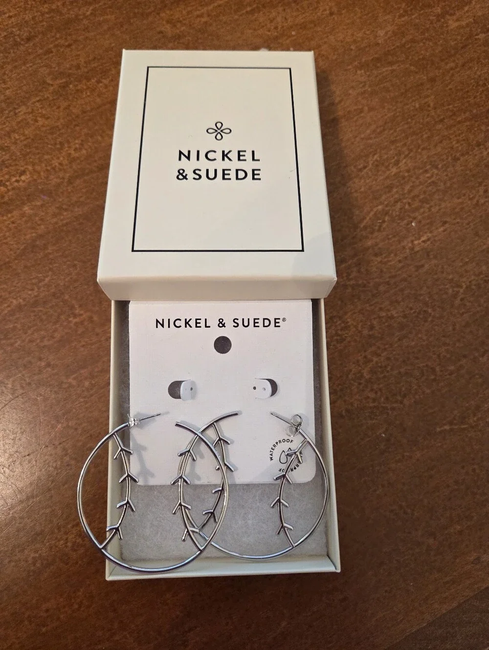 Nickel & Suede Baseball Hoop Earrings